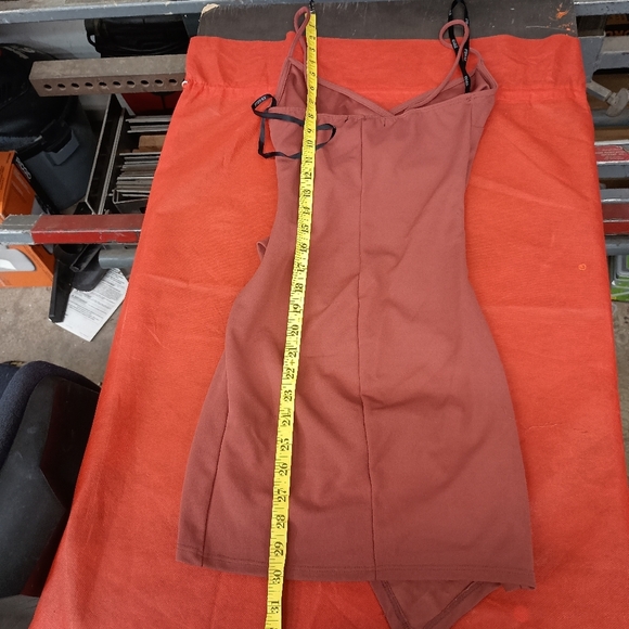 Rust Orange Draped Mini Dress - Picture 16 of 16